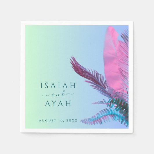 Serviette En Papier Mariage feuille tropical (Devant)