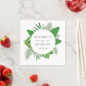 Serviette En Papier Mariage Feuille tropical aquarelle (En situation)