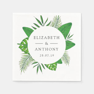 Serviette En Papier Mariage Feuille tropical aquarelle
