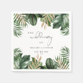 Serviette En Papier Mariage feuille tropical élégant (Devant)