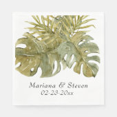 Serviette En Papier Mariage Feuille Tropical Palm (Devant)
