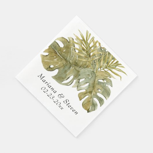 Serviette En Papier Mariage Feuille Tropical Palm (Coin)