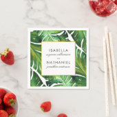 Serviette En Papier Mariage Feuille vert moderne (En situation)