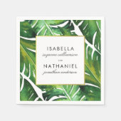 Serviette En Papier Mariage Feuille vert moderne (Devant)