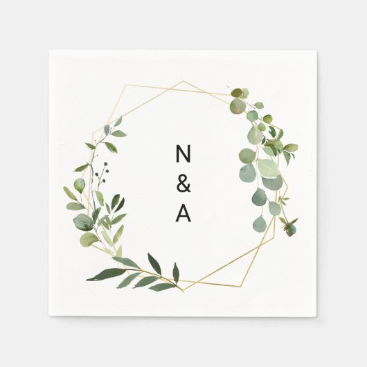 Serviette En Papier Mariage Feuille vert tropical Napkin (Devant)