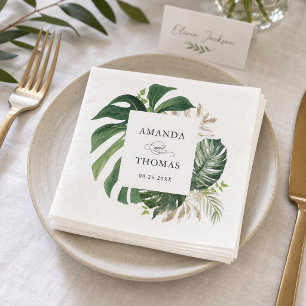 Serviette En Papier Mariage Feuilles de Palmier Tropicales Verdure Rus