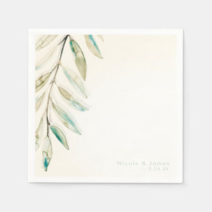 Serviette En Papier Mariage Feuilles d'Eucalyptus Végétal Moderne Vint