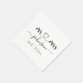 Serviette En Papier Mariage Fiançailles Coeur M. Mme Nom personnalisé (Coin)