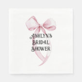 Serviette En Papier Mariage Fille Rose Blanc Ruban (Devant)