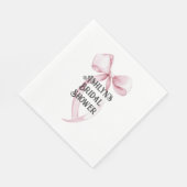 Serviette En Papier Mariage Fille Rose Blanc Ruban (Coin)