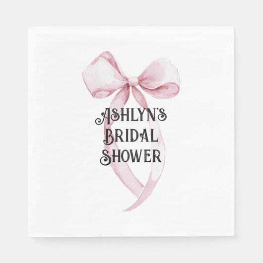 Serviette En Papier Mariage Fille Rose Blanc Ruban Baby Shower (Devant)