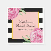 Serviette En Papier Mariage flamme florale noir rayures (Devant)