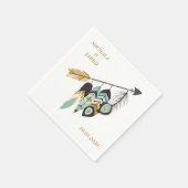 Serviette En Papier Mariage Flèche en plumes turquoises (Coin)