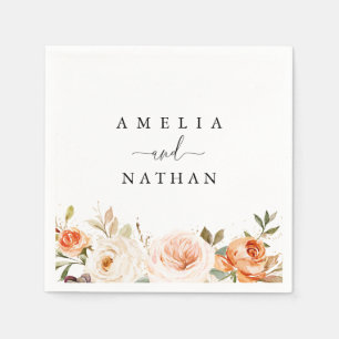 Serviette En Papier Mariage Fleur Aquarelle Automne