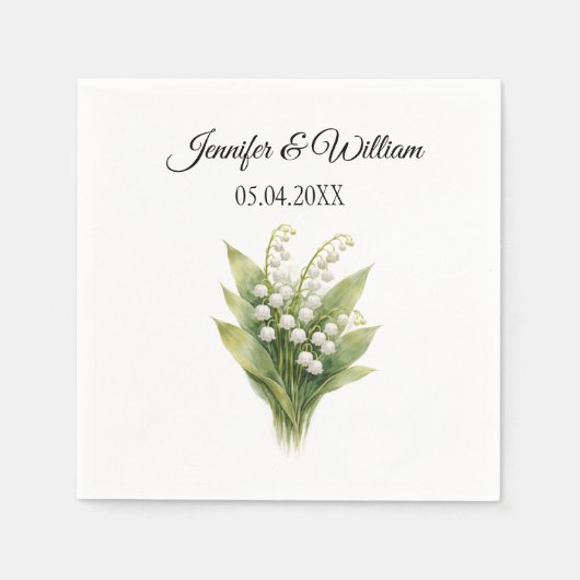 Serviette En Papier Mariage Fleur Blanc de Muguet (Devant)