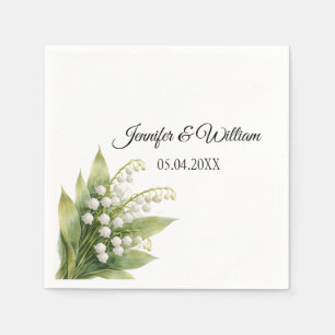 Serviette En Papier Mariage Fleur Blanche au Lys de la Vallée