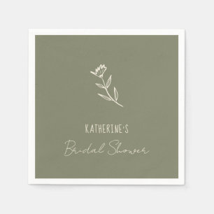 Serviette En Papier Mariage Fleur Botanique Gribouillage Dessiné à la 