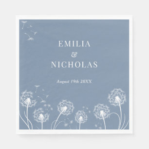 Serviette En Papier Mariage Fleur de Champ Bleu Poussiéreux