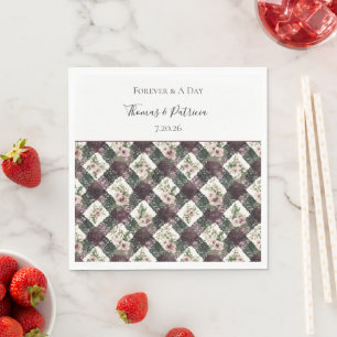 Serviette En Papier Mariage Fleur de Faux Lacet Noir Bourgogne