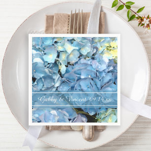 Serviette En Papier Mariage Fleur de Hortensia Bleu