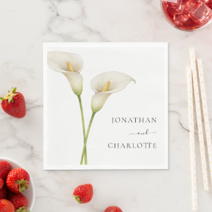 Serviette En Papier Mariage Fleur de Lys moderne blanc