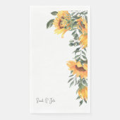 Serviette En Papier Mariage Fleur de Tournesol Aquarelle Blanc (Devant)