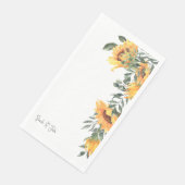 Serviette En Papier Mariage Fleur de Tournesol Aquarelle Blanc (Coin)