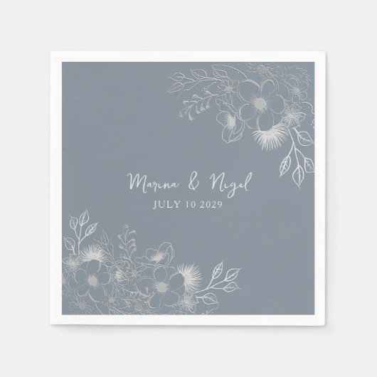 Serviette En Papier Mariage Fleur de Vinca Periwinkle (Devant)