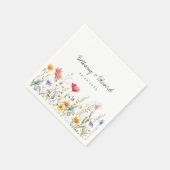 Serviette En Papier Mariage Fleur de Wild à l'aquarelle (Coin)