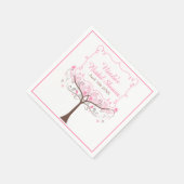 Serviette En Papier Mariage Fleur Rose Oiseau (Coin)