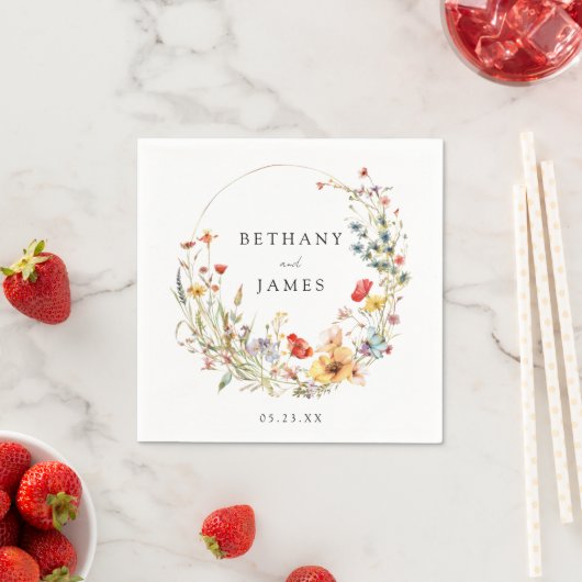 Serviette En Papier Mariage fleur sauvage (En situation)