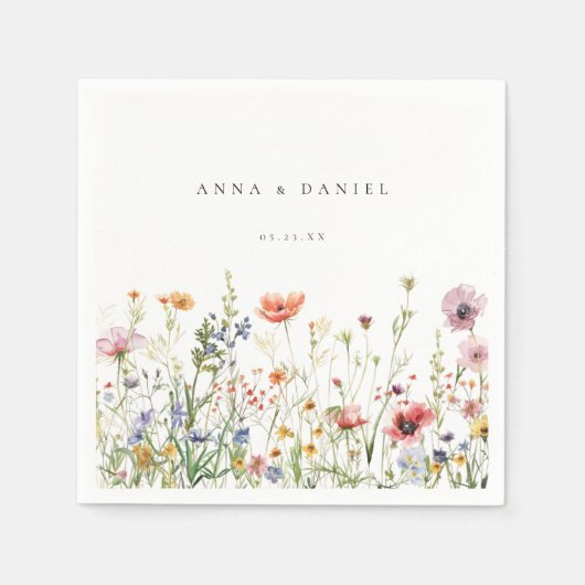 Serviette En Papier Mariage fleur sauvage (Devant)