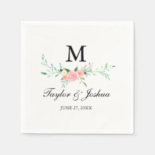 Serviette En Papier Mariage fleur sauvage Aquarelle