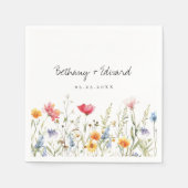 Serviette En Papier Mariage Fleur sauvage aquarelle (Devant)