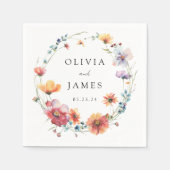 Serviette En Papier Mariage Fleur sauvage aquarelle (Devant)