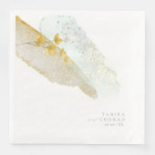 Serviette En Papier Mariage fleur sauvage Aquarelle Peinture Str Gold  (Devant)