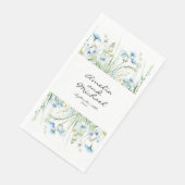Serviette En Papier Mariage Fleur sauvage bleu aquarelle (Coin)