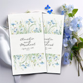 Serviette En Papier Mariage Fleur sauvage bleu aquarelle