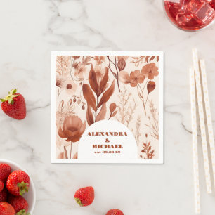 Serviette En Papier Mariage Fleur sauvage bleu aquarelle