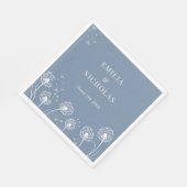 Serviette En Papier Mariage Fleur sauvage bleu Dusty (Coin)