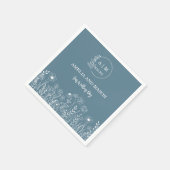 Serviette En Papier Mariage Fleur sauvage bleu Dusty (Coin)