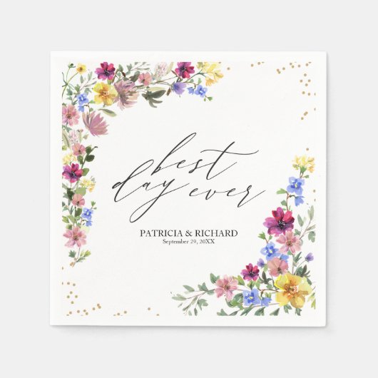 Serviette En Papier Mariage Fleur sauvage Boho (Devant)