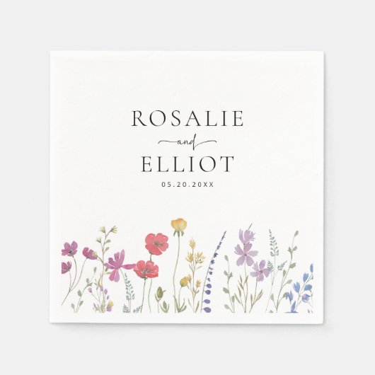 Serviette En Papier Mariage Fleur sauvage Boho (Devant)