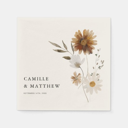Serviette En Papier Mariage Fleur sauvage Boho Fall (Devant)