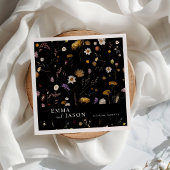 Serviette En Papier Mariage Fleur sauvage Boho noir