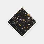 Serviette En Papier Mariage Fleur sauvage Boho noir (Coin)