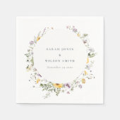 Serviette En Papier Mariage Fleur sauvage circulaire Lilac jaune (Devant)