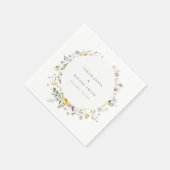 Serviette En Papier Mariage Fleur sauvage circulaire Lilac jaune (Coin)