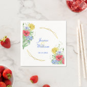 Serviette En Papier Mariage Fleur sauvage couleur été (En situation)