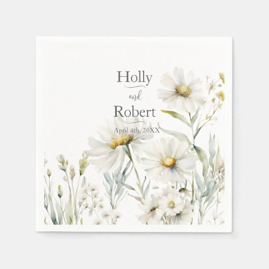 Serviette En Papier Mariage Fleur sauvage Daisy (Devant)